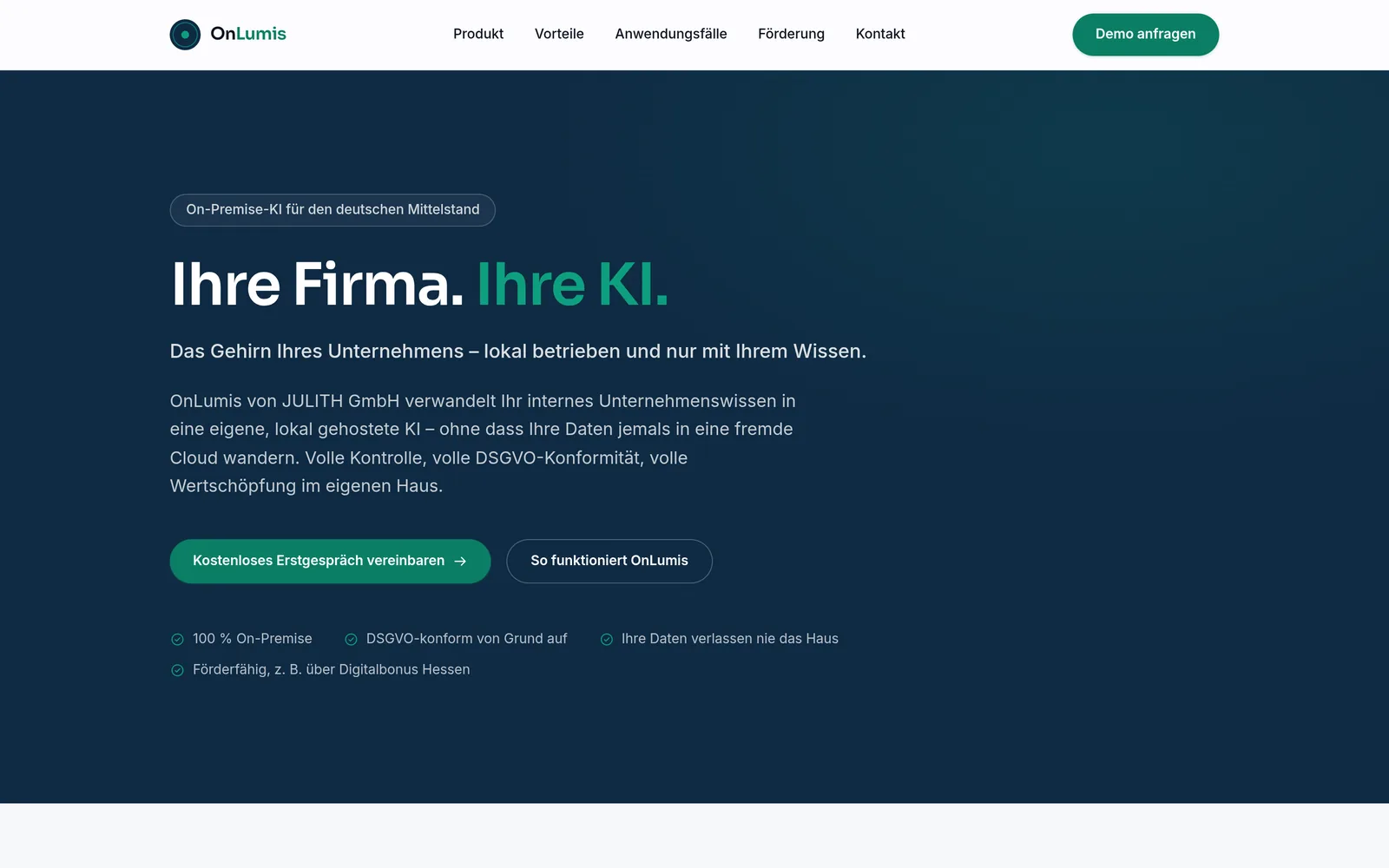 Screenshot der Webseite onlumis.ai